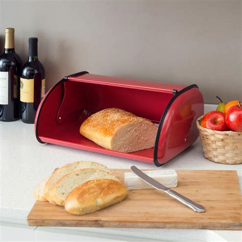 metal red and white bread box|stainless steel bread boxes.